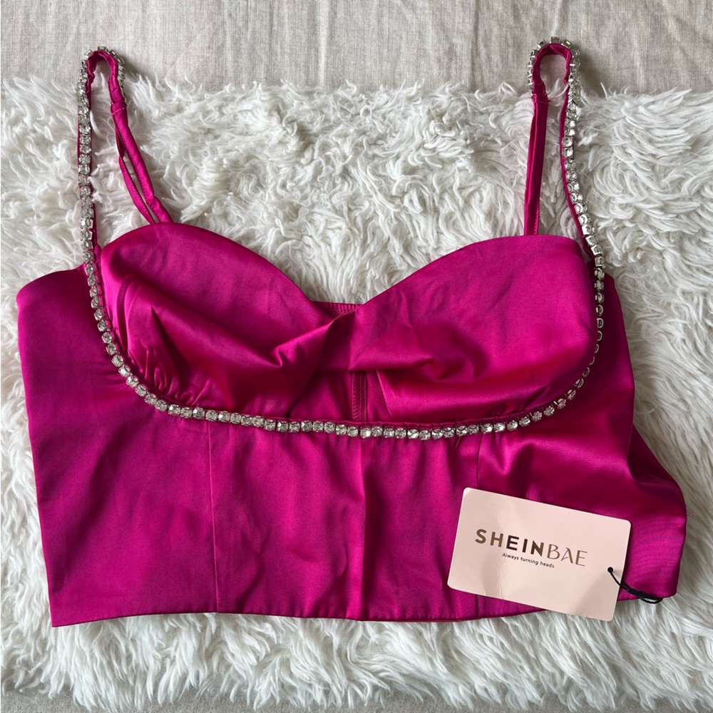 Cropped embellished tank